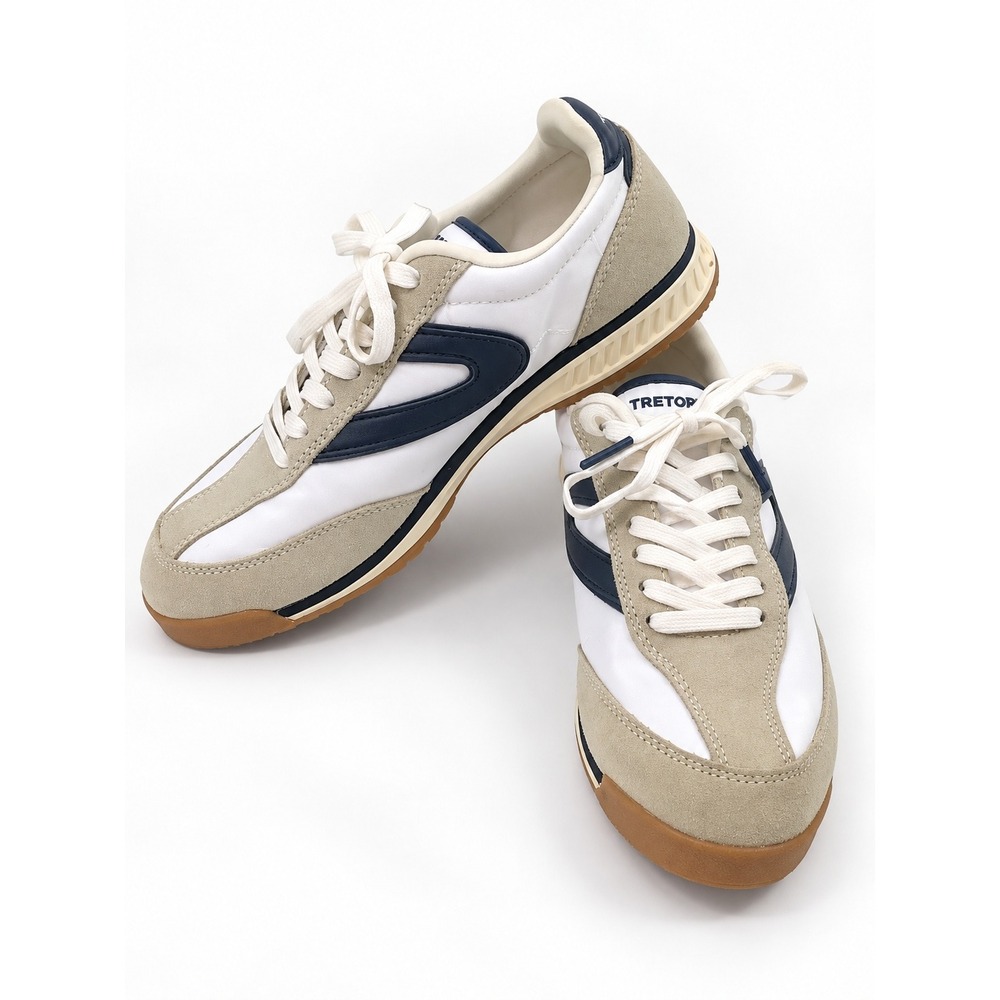 Retro Preppy Tretorn Kristine Sneakers Women's 8M White Beige Navy